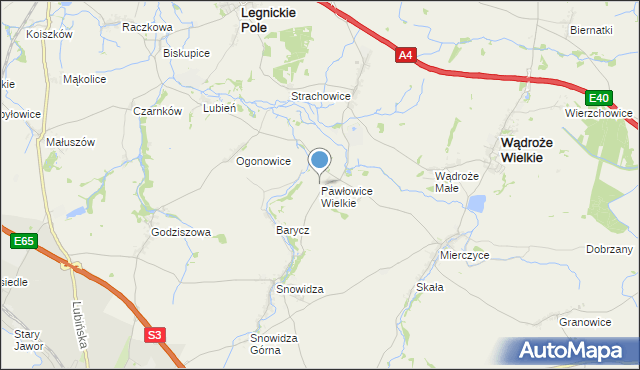 mapa Pawłowice Wielkie, Pawłowice Wielkie na mapie Targeo